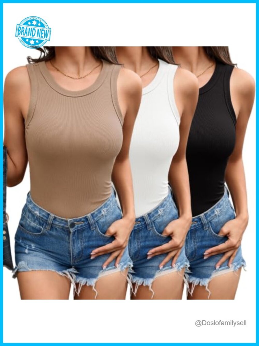 3 Pack Ribbed Tank Tops Women Sleeveless Fitted Crewneck Summer Going Out Tops